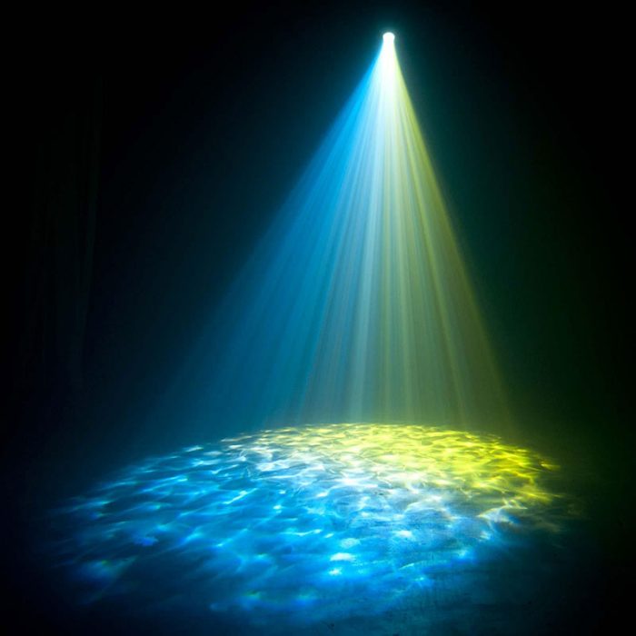 yellow and blue water simulator light