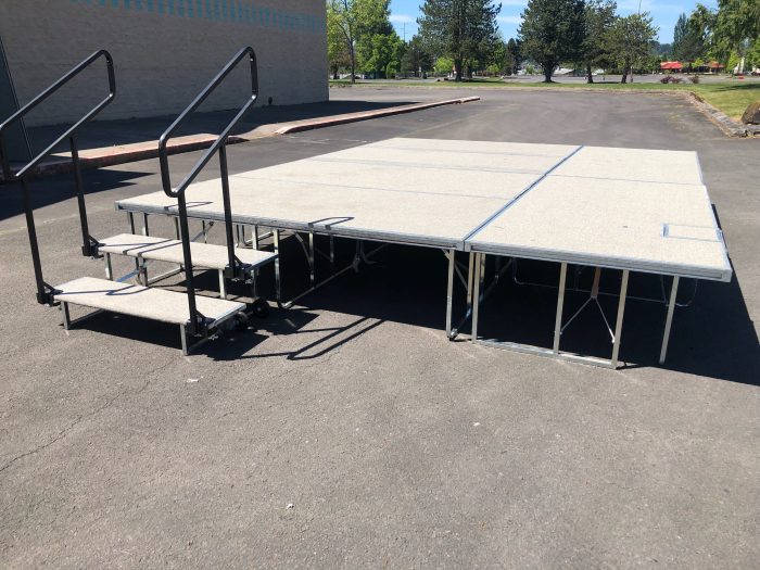 white carpeted stage