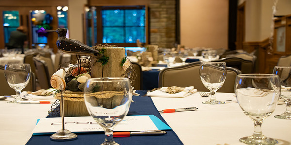 elegant table display with bird centerpiece