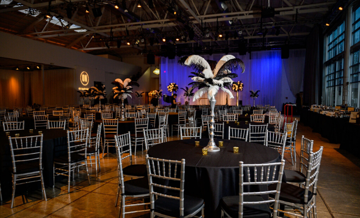 On Semiconductor event space decorated in black and white Production & Execution