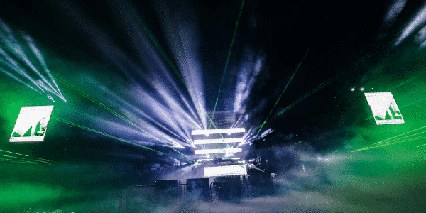 Laser lights at a drive-in concert