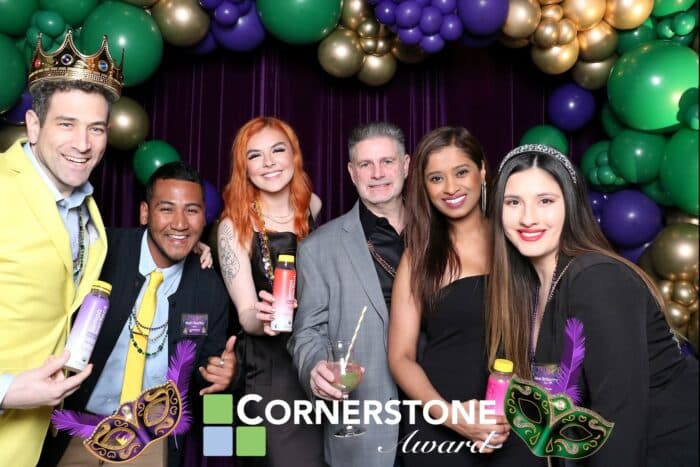 a group of people posing for a photo