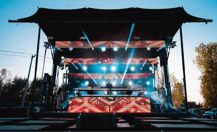 DJ & stage set up for drive0in concert event