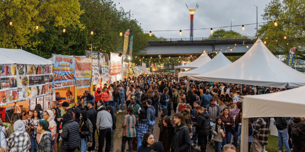 a crowd of people at a festival
